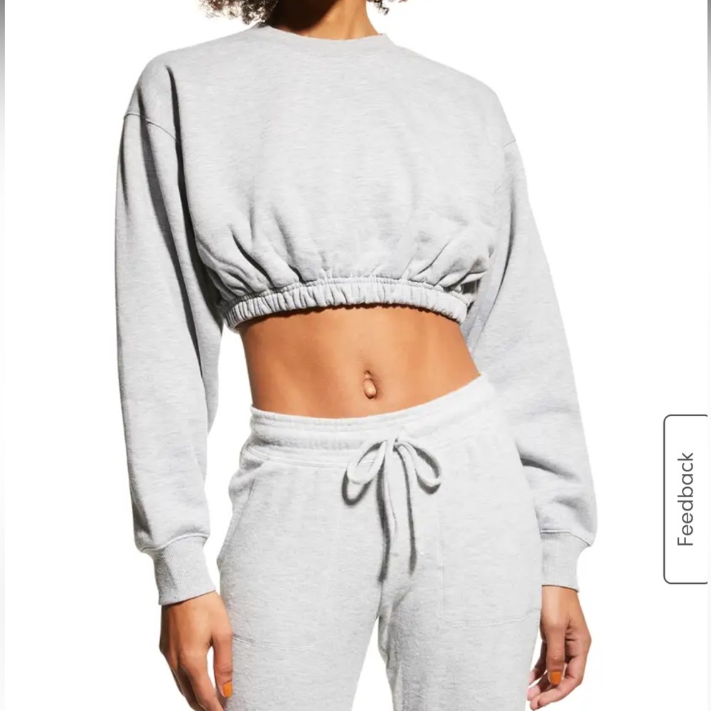ALO Yoga Gray Cropped Ruched Sweatshirt